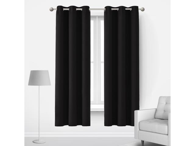 Deconovo Room Darkening Thermal Insulated Blackout Grommet Window Curtain 2 Panels for Bedroom Black 42x84 Inch