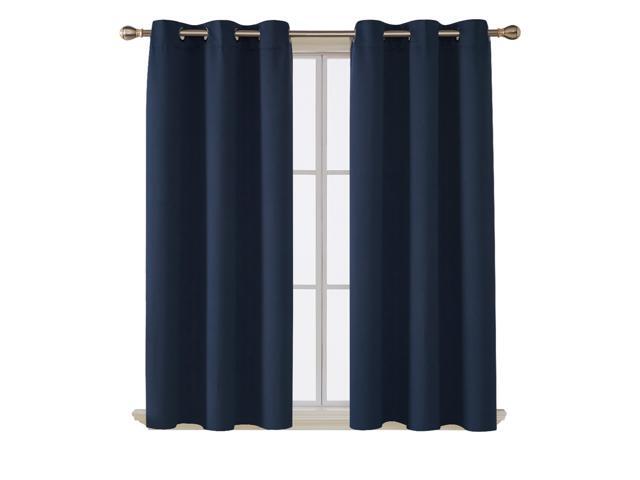 Deconovo Room Darkening Thermal Insulated Grommet Blackout Window Curtains For Living Room Curtain Panels Navy Blue 42x63 Inch 1 Pair