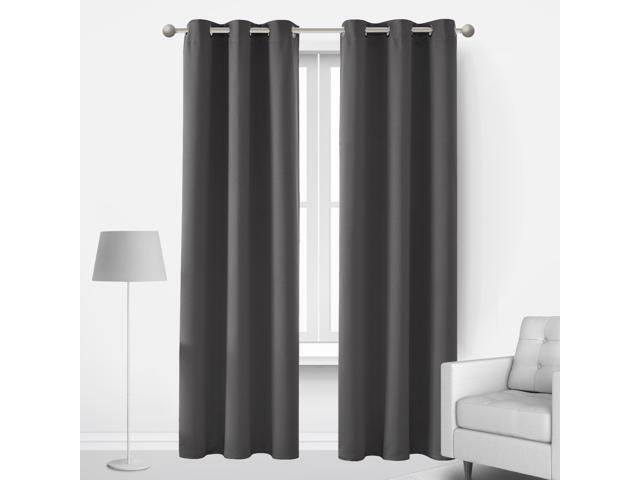 Deconovo Room Darkening Thermal Insulated Grommet Blackout Window Curtains for Living Room Curtain Panels Dark Grey 42x95 Inch 1 Pair