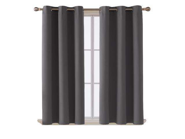 Deconovo Room Darkening Thermal Insulated Blackout Grommet Window Curtains Panels Set of 2 for Living Room Dark Grey 42x63 Inch