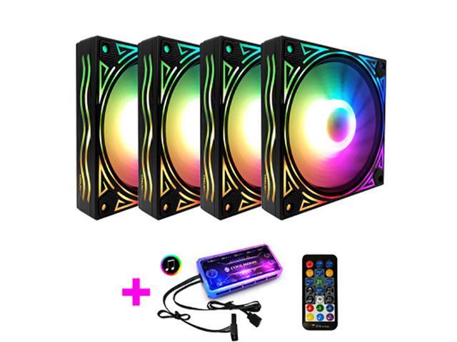 COOLMOON RGB Case Fans120mm Ultra Quiet Computer Cooling PC Case Fan Addressable RGB Color Changing LED Fan with Remote Control Music Rhythm Sync