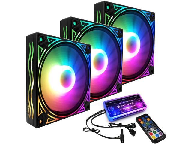 COOLMOON RGB Case Fans120mm Ultra Quiet Computer Cooling PC Case Fan Addressable RGB Color Changing LED Fan with Remote Control Music Rhythm Sync