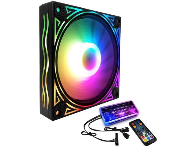 COOLMOON RGB Case Fans120mm Ultra Quiet Computer Cooling PC Case Fan Addressable RGB Color Changing LED Fan with Remote Control Music Rhythm Sync