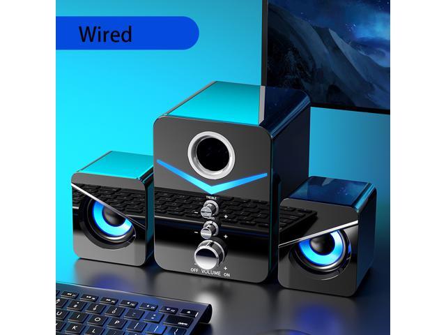 Computer Speakers3*3W Wired Speaker with Enhanced Stereo Bass Colorful LED Light Triple-Channel Multimedia Speakers for PC Desktop Laptop Tablet