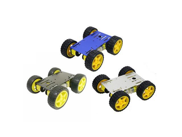 Upgraded Blue/Black/Sliver C101 4WD Smart Chassis Car Kit for -UNO-R3 with Metal Panel/65mm Wheels/4Pcs TT Motor Blue