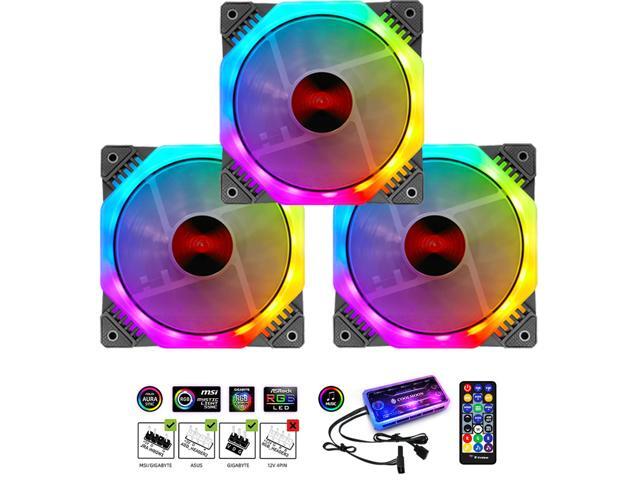 Coolmoon FZ-II Computer Case fan Music Sync + 5V 3 Pin AURA Sync Support ASUS Msi Gigabyte Motherboard