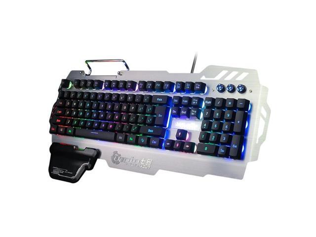 PK-900 Gaming Keyboard RGB Mixed Color Backlight 7pin Computer Keyboards with Mobile Phone Stand Holder for PC Laptop Desktop