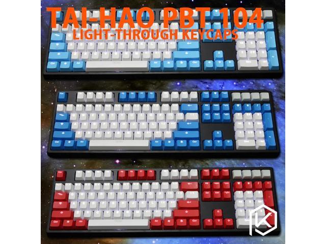 taihao pbt double shot keycaps for diy gaming mechanical keyboard Backlit Caps oem profile light through red blue white grey