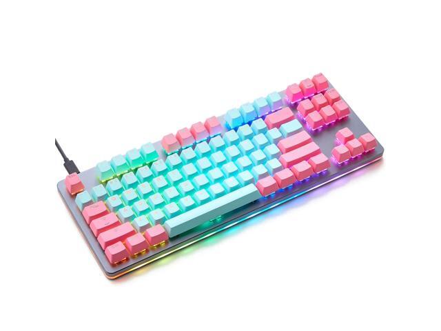 taihao pbt double shot keycaps for diy gaming mechanical keyboard Backlit Caps oem profile light through Miami Cyan Magenta