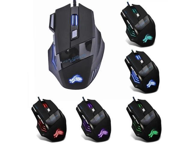 USB Wired Gamer Mouse 7 Colors Colorful LED Optical Gaming Mice 5500 DPI 7 Buttons Backlight Mice for Computer Laptop Desktop PC