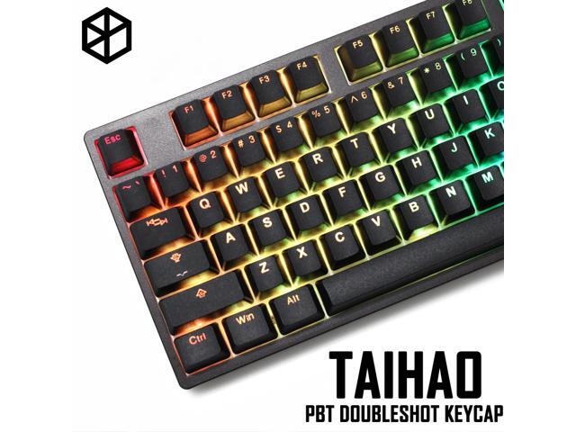 taihao pbt double shot keycaps for diy gaming mechanical keyboard Backlit Caps oem profile light through black