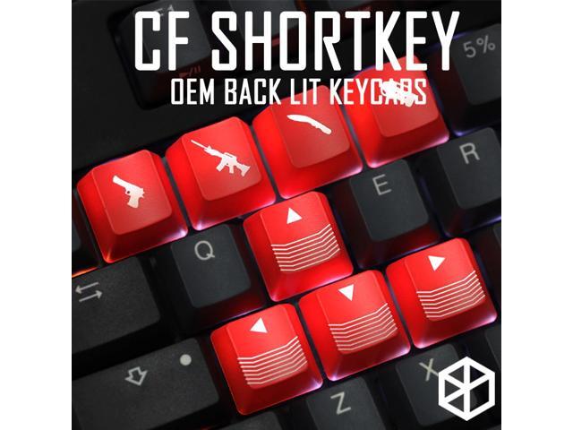Novelty Shine Through Keycaps ABS Etched light Shine-Through cf crossfire gaming shortkey arrow key black red color wasd r4 r1