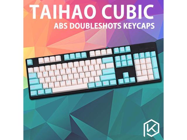 taihaocubic abs doubleshot keycaps for diy gaming mechanical keyboard color of white beige pink cyan grey free ship