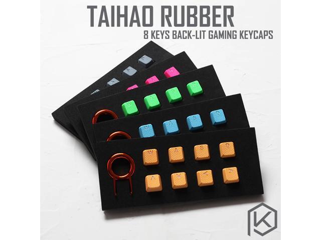 taihao Rubber Gaming Keycap Set Rubberized Doubleshot Keycaps Cherry MX OEM Profile shine-through Set of 8 magenta light blue