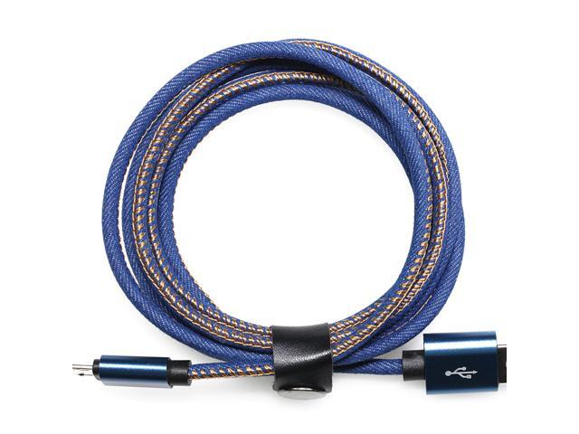 Textile Jean Cloth USB C Micro Port Cable type c USB port 15m stright length blue colorway