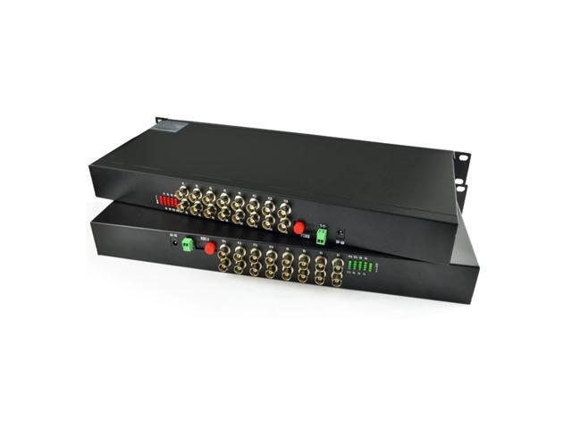 16 Channel Video Fiber Optical Media Converters Transmitter Receiver +RS485 Data - 1U 19