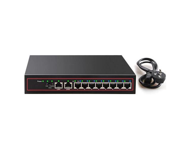 10 Ports POE Switch 48V Power Over Ethernet Network Switch 8 PoE Switch Injector for IP camera/Wireless AP/CCTV Camera System