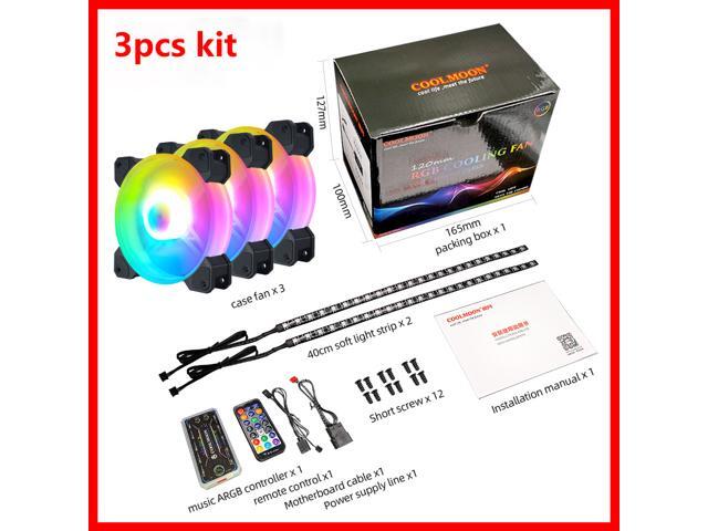 10pcs Kit 12CM ARGB LED PWM Case Fans 157inch Dual A-RGB Light Strip Kit with Music Rhythm Remote Controller Ultra Quiet Colorful PC Case Fan CPU