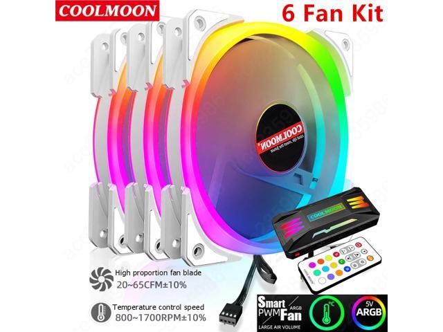 COOLMOON 4Pin PWM 5V 3Pin ARGB Computer Case Fan Heatsink Cooler Radiator 12cm Intelligent Temperature Control Smart Speed Regulation Cooling Fan