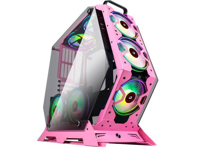 KEDIERS 7 PCS RGB Fans ATX Mid-Tower PC Gaming Case Open Computer Tower Case - USB30 - Remote Control - 2 Tempered Glass - Cooling System