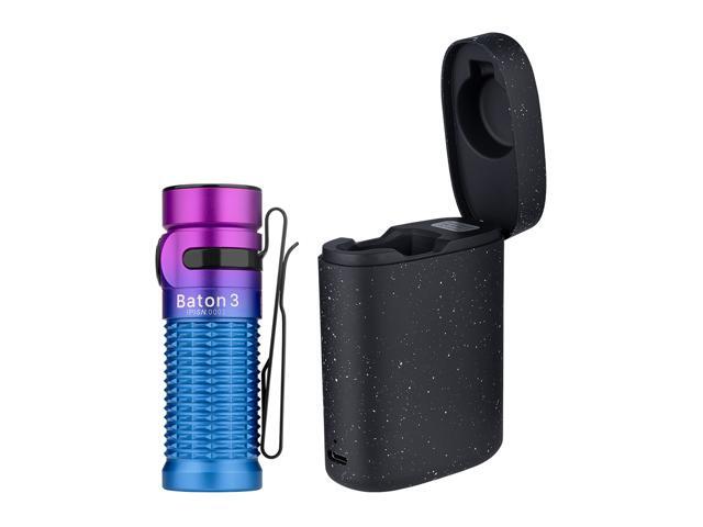 OLIGHT Baton3 Premium Edition Black USB & Wireless Rechargeable EDC Pocket Flashlight Tailor-Made Wireless Charger 1200-Lumen 166-Meter High