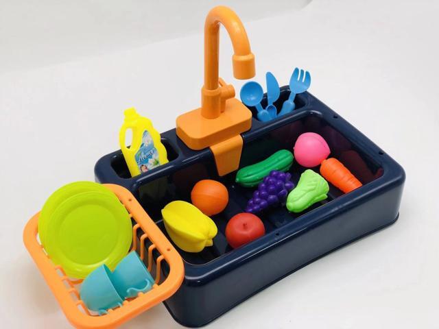 ZXSXRQPA Kitchen Sink Toys Kitchen Sink Toys with Play Food Children Electric Dishwasher Playing Toy with Running Water Automatic Water Cycle