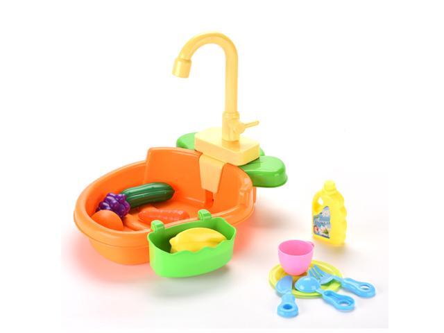 Kitchen Sink Toy with Play Foods Kids Kitchen with Real Water cocina para niños con agua Children Electric Dishwasher Playing Toy with Running