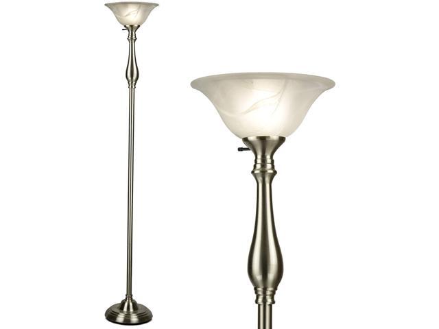 Hot sale Floor Lamp for Living Room by Light Accents - Traditional Standing Pole Light with Dome Glass Shade - Upward Torchiere 712' Tall (Brushed