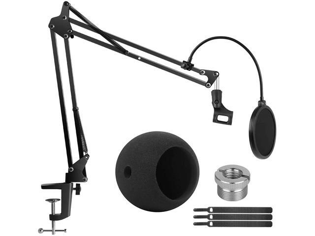 Blue Snowball Microphone Stand and Blue Snowball iCE Suspension Mic Boom Scissor Arm Stand with Mic Windscreen and Dual Layered Mic Screen Pop
