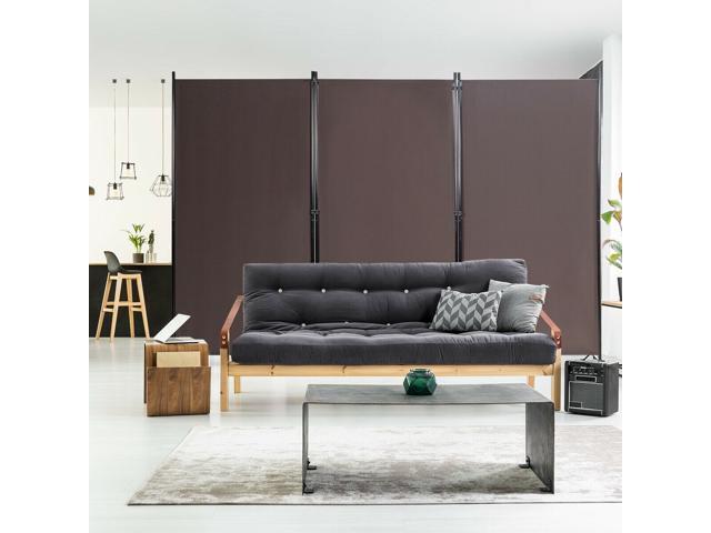 Brown-3-Panel Room Divider Folding Privacy Partition Screen for Office Room