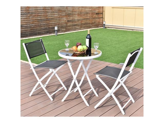 3 Pcs Folding Garden Patio Table Chairs Set