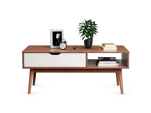 Coffee Cocktail Accent Table with Drawer and Storage Shelf