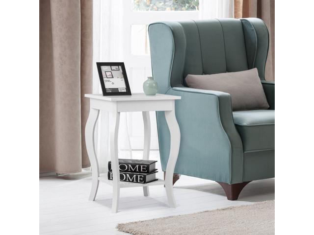 Set of 2 Side Table End Table Night Stand with Shelf