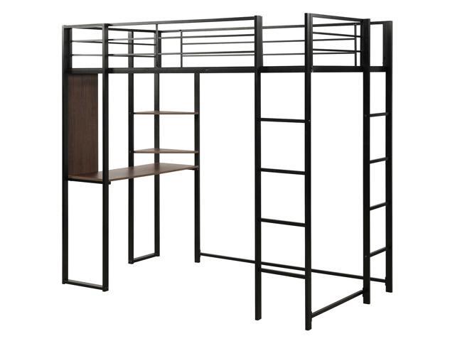 Twin Size Space-Saving Metal Loft Bunk Bed