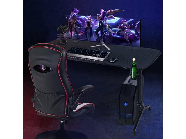 Gaming Desk 625' T-Shape Height Adjustable with Cup Holder