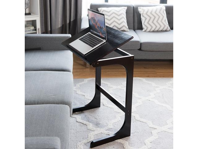 Adjustable C-Shape Couch End Table wth Tilting Top