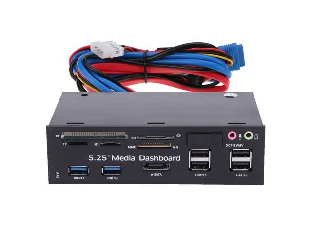 525'All-in-One Media Dashboard Multi-Function Front Panel Card Reader USB 20 and USB 30 ESATA