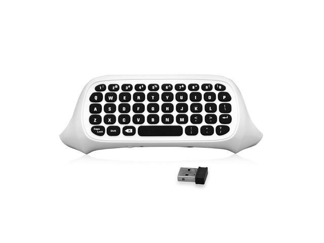 24G Wireless Mini Chatpad Keyboard with 35mm Audio Jack Chat Message Keypad Replacement for XBox One/Slim/Elit Controller White