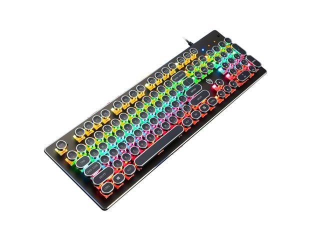 Illuminated Mechanical Keyboard 104 Keys Gaming Keyboard USB Powered Operated 9 Vivid Lighting Effects for Computer Laptop E-sports Trip Travel