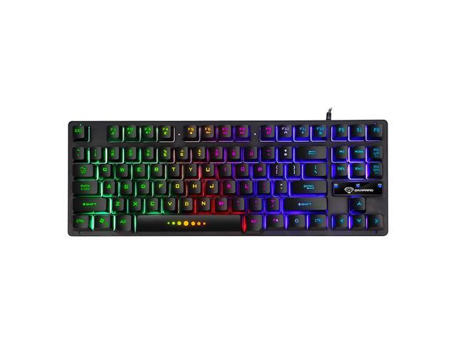 GK-10 USB Wired Keyboard Gaming Keyboard 87 Keys Colorful Backlight Keyboard Ergonomic Gaming Keyboard Black