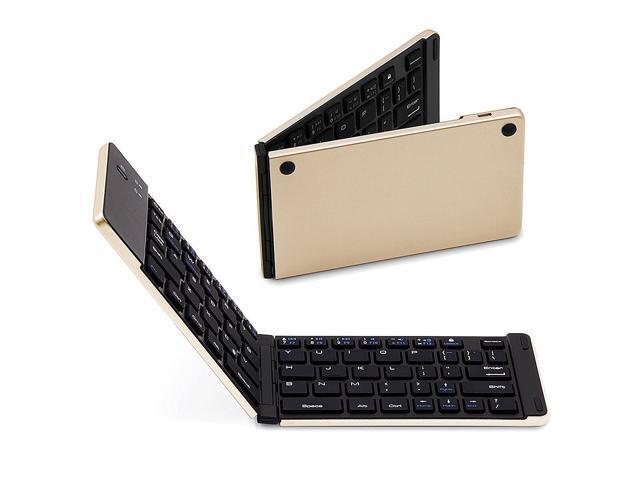 Wireless BT Keyboard Foldable Wireless Keyboard Portable Ultra Slim BT Keyboard for Windows/Android/iOS Gold