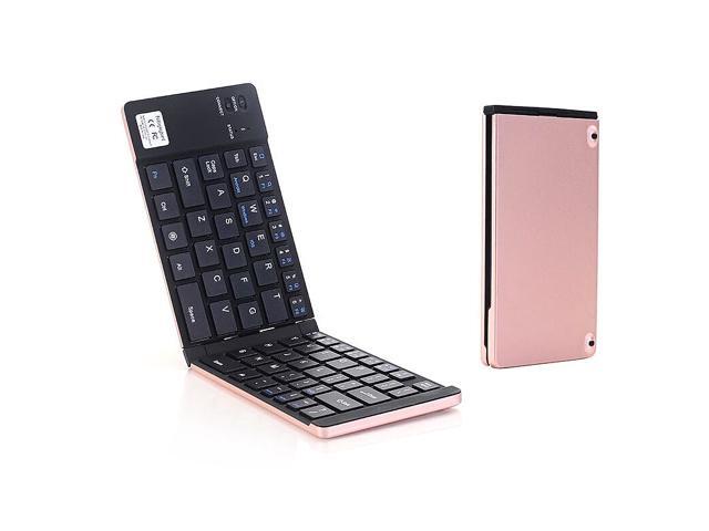 GK228 BT Wireless Keyboard 66 Keys Folding Mini Portable Office Keyboard with Stand for Phone/Tablet/Laptop Rose Gold