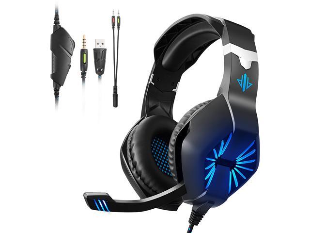 A1 Wired Gaming Headset E-sports Headset with 40mm Driver Unit Noise Reduction Microphone LED Light Ergonomic Gaming Headset