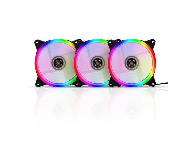 Computer Radiator RGB Fan 12cm RGB Case Cooling Fan Case Cooler Mute Cooling Fan with Non-adjustable Colorful RGB Light 3 Fans