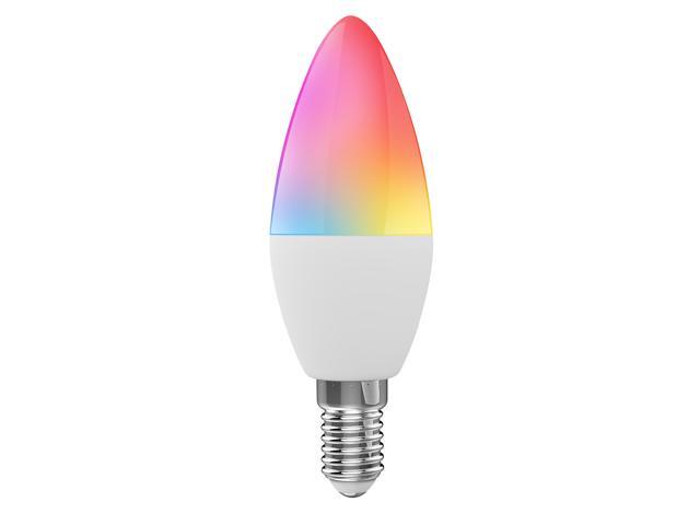 WiFi Smart Bulb RGB+W+C LED Candle Bulb 5W E12 Dimmable Light Phone APP SmartLife/Tuya Remote Control Compatible with Alexa Google Home for Voice