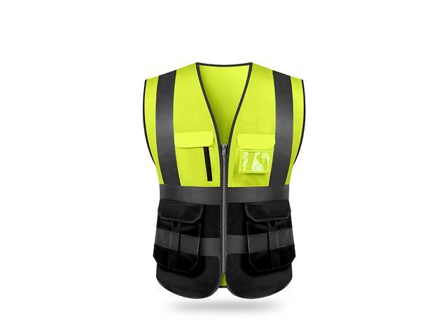 SFVest High Visibility Reflective Safety Vest Reflective Vest Multi Pockets Workwear Security Working Clothes Day Night Motorcycle Cycling Warning