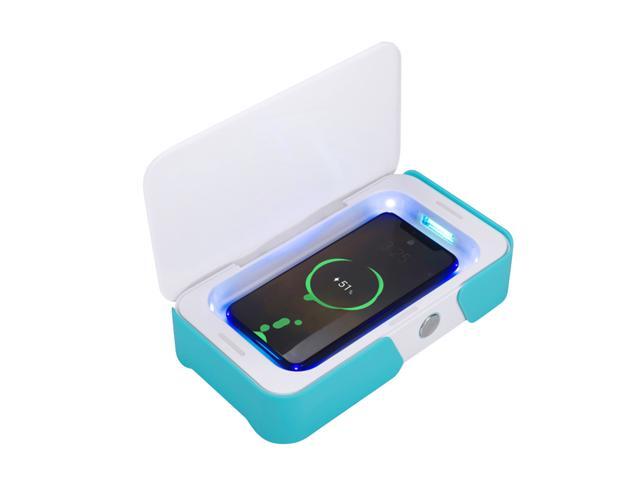 UV Light Sanitizer Box with Wireless Charger 2 in 1 Ozone & UV Cell Phone Sanitizer Voice Prompt Function Disinfection Box for Cell Phone Watches