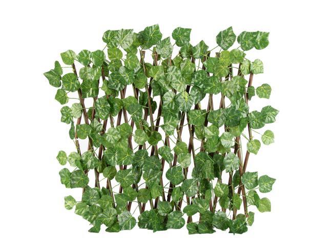 Expandable Artificial Privacy Screen Fence Simulation Retractable Fence Panel with Faux Leaves Decorative Nature Wood Trellis Fence Greenery Wall