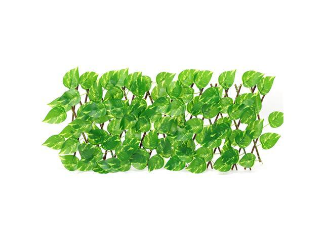 Expandable Artificial Privacy Screen Fence Simulation Retractable Fence Panel with Faux Leaves Decorative Nature Wood Trellis Fence Greenery Wall