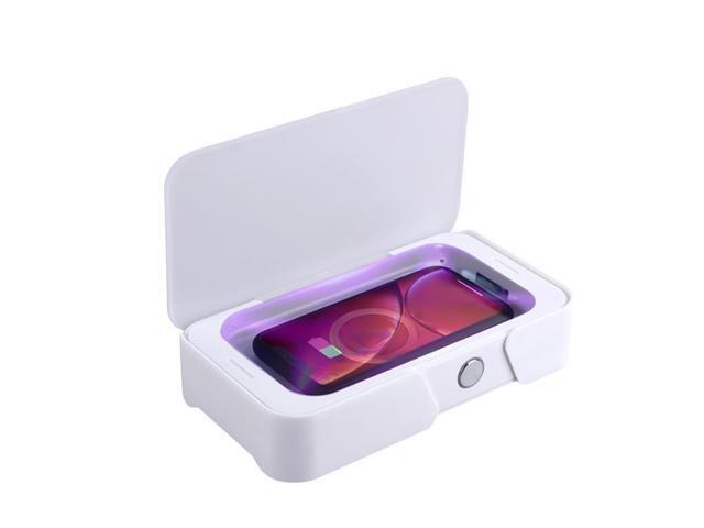 UV Light Sanitizer Box with Wireless Charger 2 in 1 Ozone & UV Cell Phone Sanitizer Voice Prompt Function Disinfection Box for Cell Phone Watches